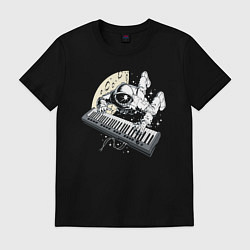 Футболка хлопковая мужская Space music!, цвет: черный