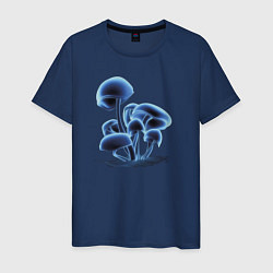 Футболка хлопковая мужская Неоновые грибы, цвет: тёмно-синий