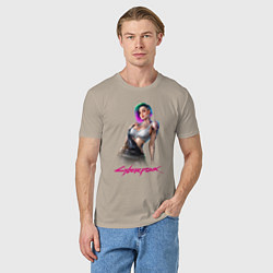Футболка хлопковая мужская Sexy Judy Cyberpunk 18, цвет: миндальный — фото 2