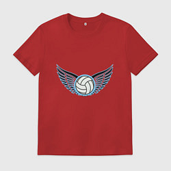 Футболка хлопковая мужская Volleyball Wings, цвет: красный