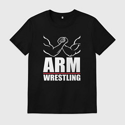 Футболка хлопковая мужская Армрестлинг мускулистые руки, цвет: черный