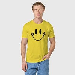 Футболка хлопковая мужская Smiley with fucks, цвет: желтый — фото 2