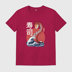 Футболка хлопковая мужская Kraken Kawaii Sushi, цвет: маджента