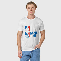 Футболка хлопковая мужская NBA Game Time, цвет: белый — фото 2