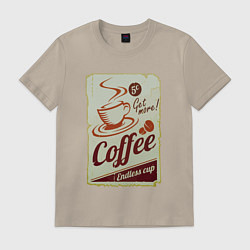 Футболка хлопковая мужская Coffee Cup Retro, цвет: миндальный