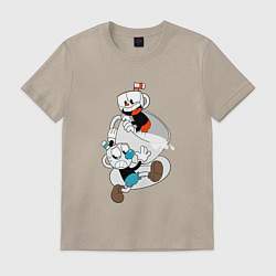 Футболка хлопковая мужская Чашки Cuphead, цвет: миндальный