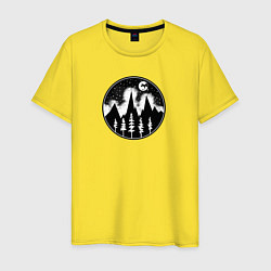 Футболка хлопковая мужская Дракон и Горы, цвет: желтый