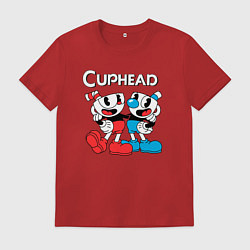 Футболка хлопковая мужская Cuphead Чашечки, цвет: красный