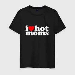 Футболка хлопковая мужская I LOVE HOT MOMS, цвет: черный