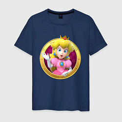 Футболка хлопковая мужская Принцесса Персик Super Mario Video game, цвет: тёмно-синий
