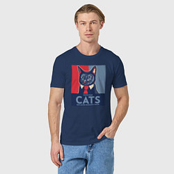 Футболка хлопковая мужская Vote for cats, цвет: тёмно-синий — фото 2