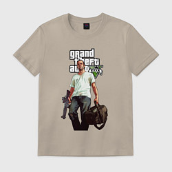 Футболка хлопковая мужская GTA 5 Money bag, цвет: миндальный