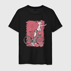 Футболка хлопковая мужская Bike punk cats, цвет: черный