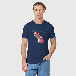 Футболка хлопковая мужская Мечтающий поросенок, цвет: тёмно-синий — фото 2