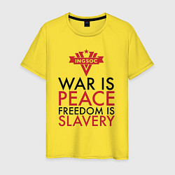 Футболка хлопковая мужская War is peace freedom is slavery, цвет: желтый