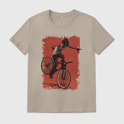 Футболка хлопковая мужская Байк панк девочка, цвет: миндальный