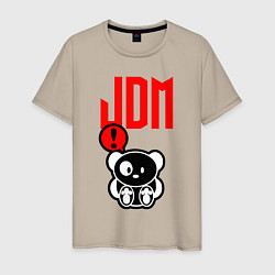 Футболка хлопковая мужская JDM Panda Japan Bear, цвет: миндальный