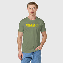 Футболка хлопковая мужская Nirvana logo, цвет: авокадо — фото 2