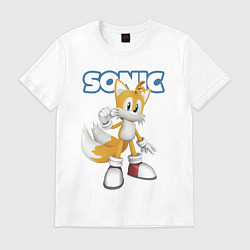 Футболка хлопковая мужская Майлз Тейлз Прауэр Sonic Видеоигра, цвет: белый