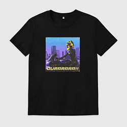 Футболка хлопковая мужская Селти на мотоцикле, цвет: черный