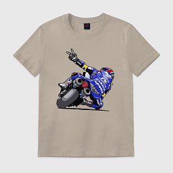 Футболка хлопковая мужская Yamaha racing team Racer, цвет: миндальный
