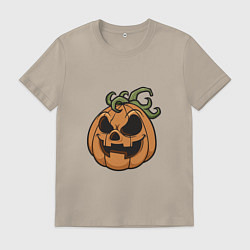Футболка хлопковая мужская Улыбка Хэллоуина, цвет: миндальный