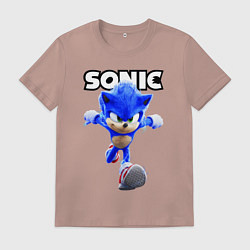 Футболка хлопковая мужская Sonic the Hedgehog 2022, цвет: пыльно-розовый