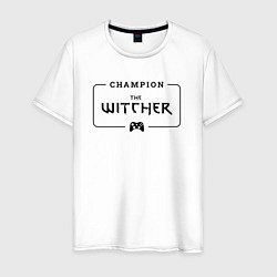 Футболка хлопковая мужская The Witcher Gaming Champion: рамка с лого и джойст, цвет: белый