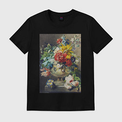 Футболка хлопковая мужская Bouquet of Flowers in a Vase Букет цветов, цвет: черный