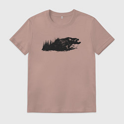 Футболка хлопковая мужская Бегущий медведь, цвет: пыльно-розовый