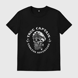 Футболка хлопковая мужская Настоящий Капитан, цвет: черный