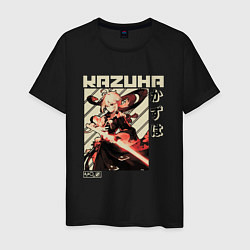 Футболка хлопковая мужская Kazuha геншин, цвет: черный