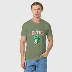 Футболка хлопковая мужская NBA Celtics, цвет: авокадо — фото 2