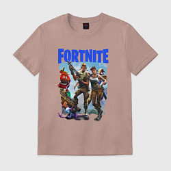 Футболка хлопковая мужская FORTNITE ПЕРСОНАЖИ ИГРЫ, цвет: пыльно-розовый