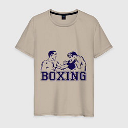 Футболка хлопковая мужская Бокс Boxing is cool, цвет: миндальный