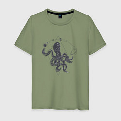 Футболка хлопковая мужская Space Octopus, цвет: авокадо