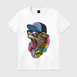 Футболка хлопковая мужская Cat Swag, цвет: белый