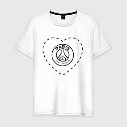 Футболка хлопковая мужская Лого PSG в сердечке, цвет: белый