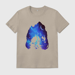 Футболка хлопковая мужская Череп Тираннозавра Космос, цвет: миндальный