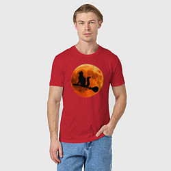 Футболка хлопковая мужская Halloween Cat, цвет: красный — фото 2