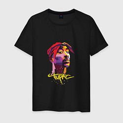 Футболка хлопковая мужская Tupac Color, цвет: черный