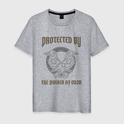 Футболка хлопковая мужская Protected by the power of Odin, цвет: меланж