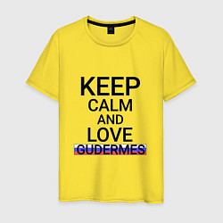 Футболка хлопковая мужская Keep calm Gudermes Гудермес, цвет: желтый