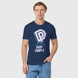 Футболка хлопковая мужская Deep Purple Glitch Rock, цвет: тёмно-синий — фото 2