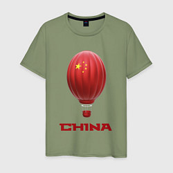 Футболка хлопковая мужская 3d aerostat China, цвет: авокадо