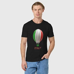 Футболка хлопковая мужская 3d aerostat Italy flag, цвет: черный — фото 2