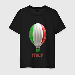 Футболка хлопковая мужская 3d aerostat Italy flag, цвет: черный