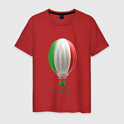 Футболка хлопковая мужская 3d aerostat Italy flag, цвет: красный