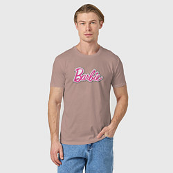 Футболка хлопковая мужская Barbie logo, цвет: пыльно-розовый — фото 2