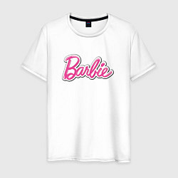 Футболка хлопковая мужская Barbie logo, цвет: белый